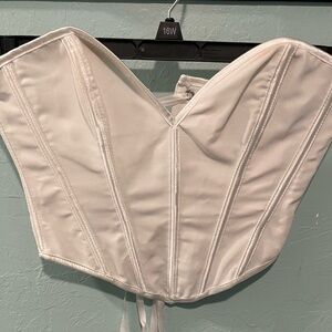 White Pleated Corset Angelcore Babydoll Fairy Ethereal Top Sz XS READ